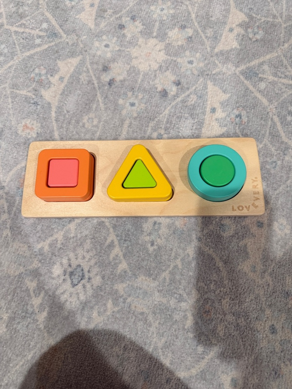Lov Avery Wooden Shape Stacker Puzzle - Orange, Yellow, Teal